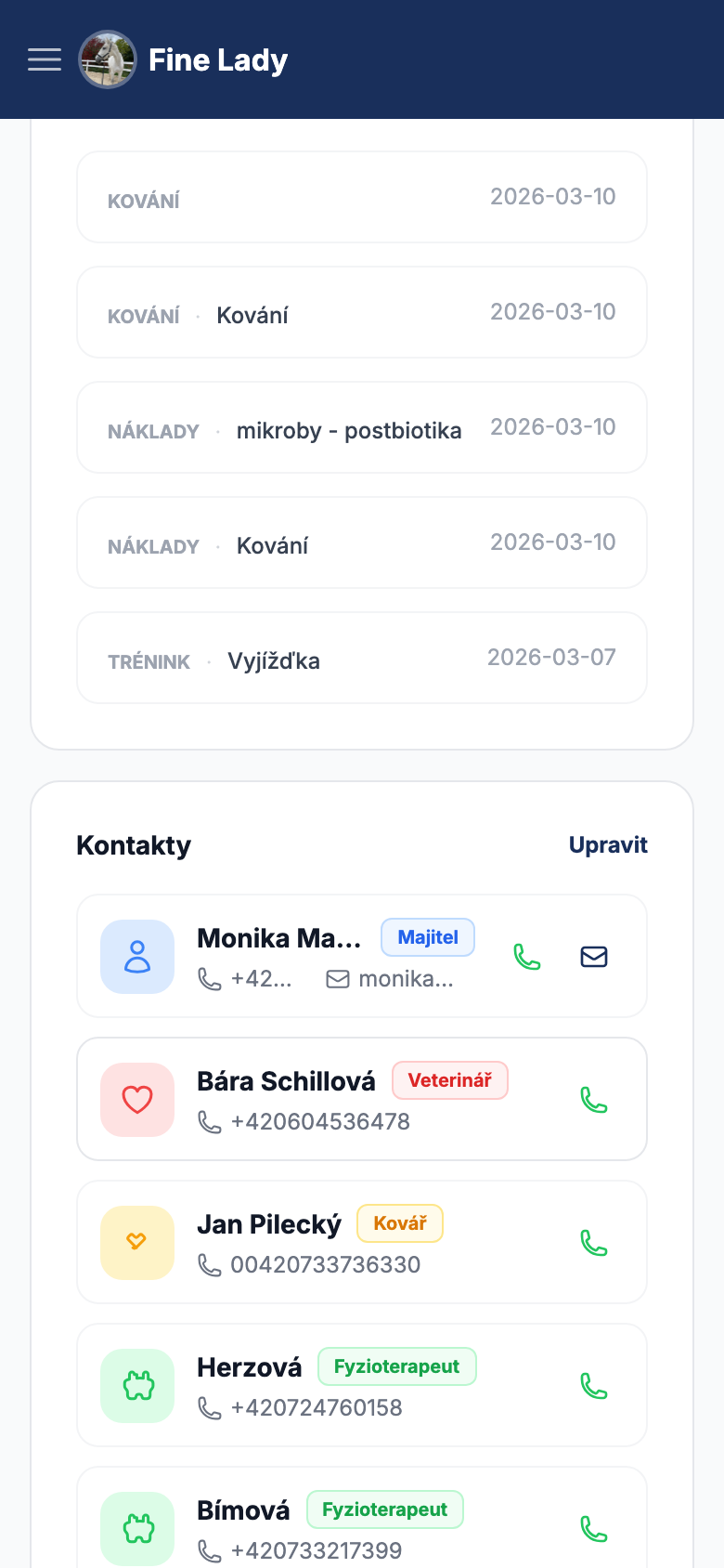 Kontakty — Veterinář, kovář, fyzioterapeut | Stable Guard Technologies
